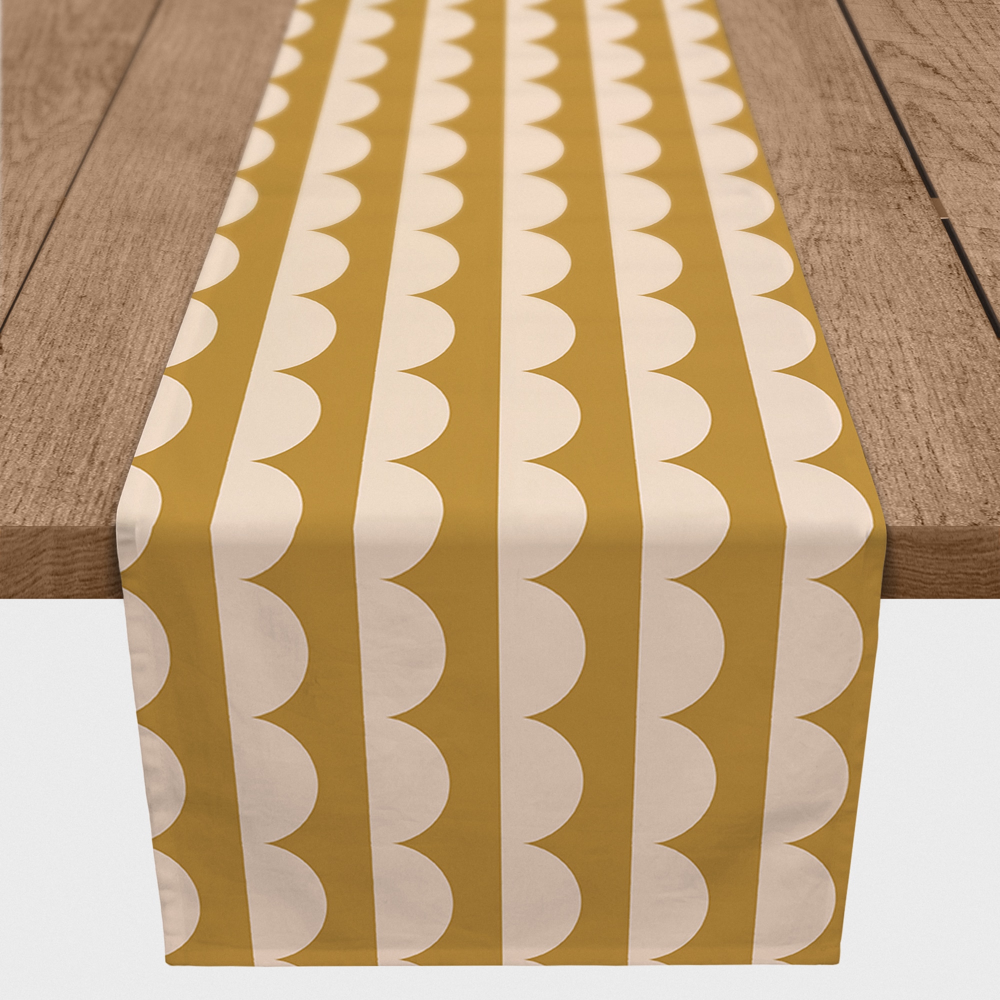 Scalloped Circle 16" x 72" Poly Twill Table Runner